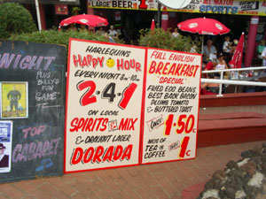 Menu in Tenerife (Playa de las Americas)
